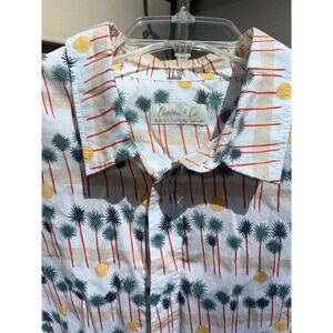 Cotton & Co Mens XL Short Sleeve Button Down Palm Tree Tropical Print‎ Vacation